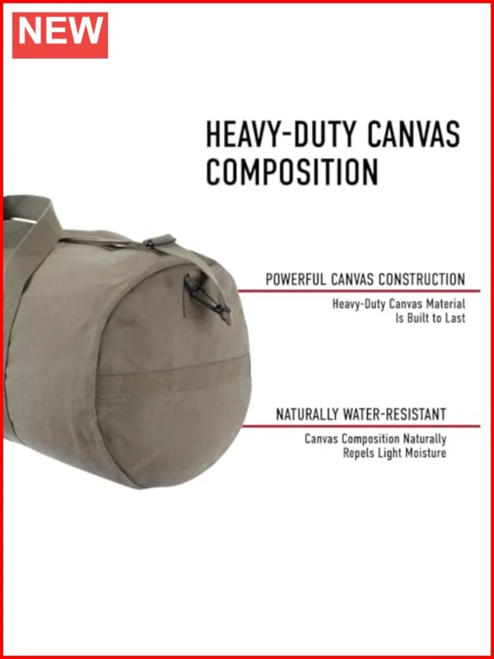 Heavy-Duty Canvas Shoulder Duffle Bag - Rugged Travel Gym Gear